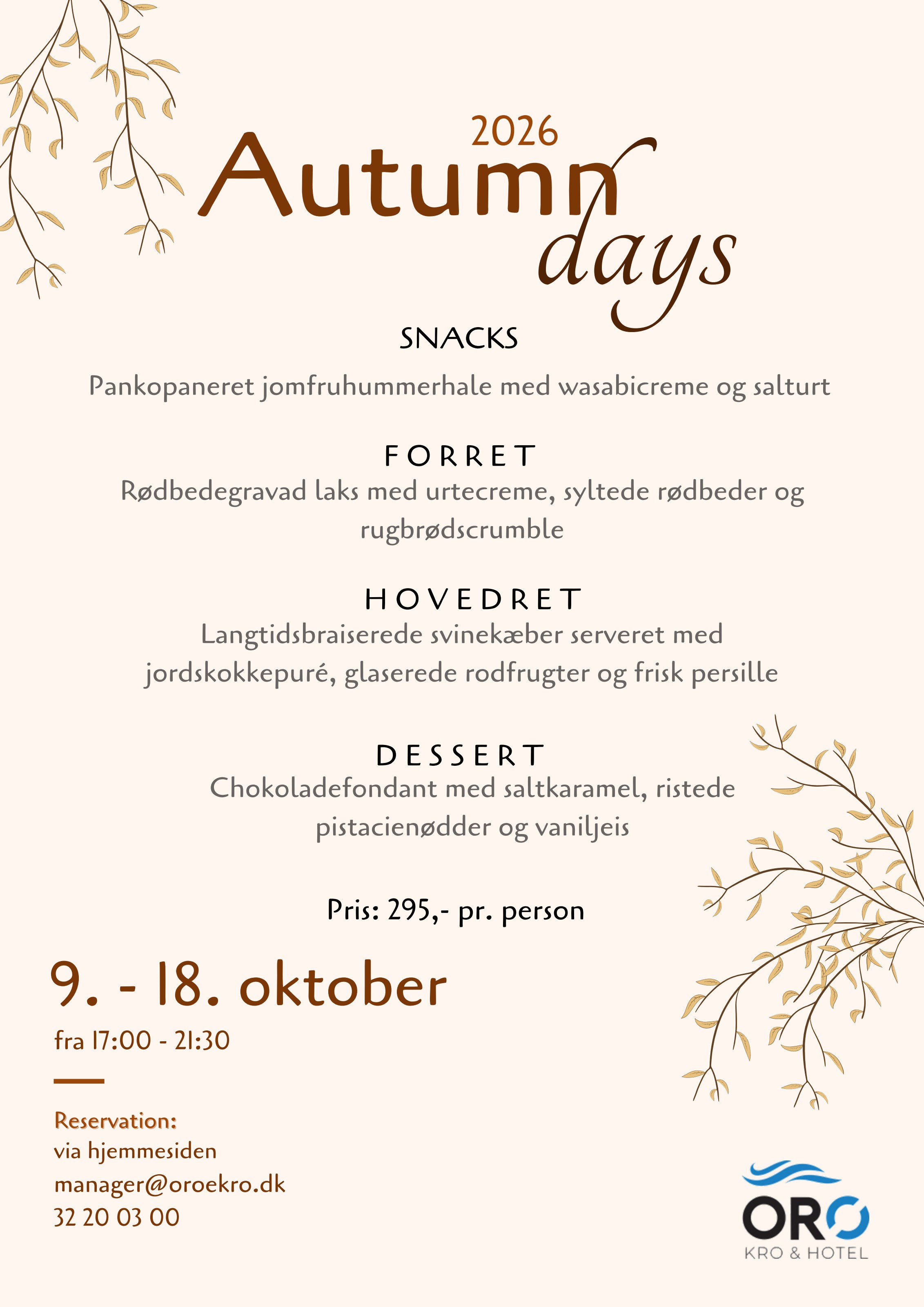 Flyer for Autumn days på Orø Kro & Hotel